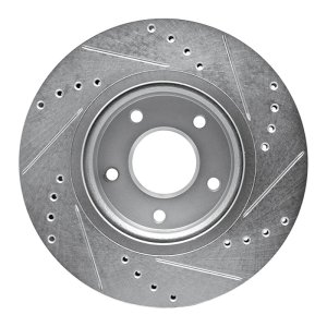 Nissan Leaf Brake Rotor (1) - Front Left - R1 Concepts - Drilled & Slotted - Silver - `14-`23